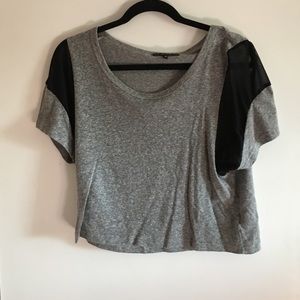 Grey crop top with mesh detail