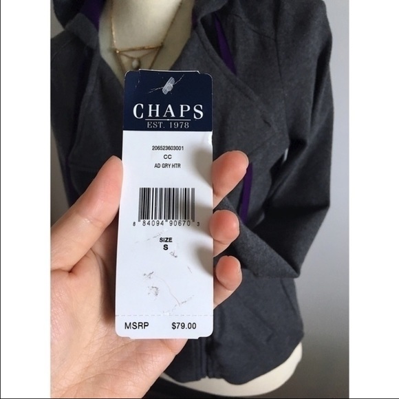 NEW CHAPS gray biker style jacket - Picture 6 of 6