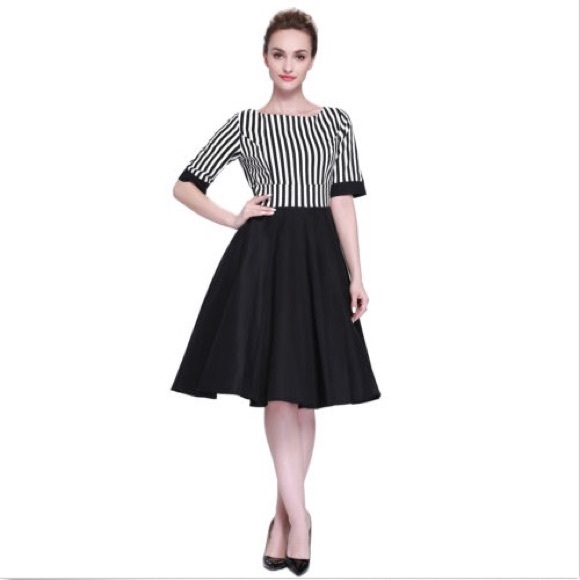 ✨NWT Rockabilly 50s Classic Glamour Swing Dress - Picture 2 of 4