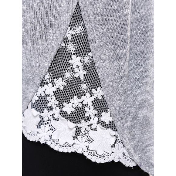 💥LAST ONE!💥 Lace Insert Asymmetric Gray Tunic - Picture 3 of 3
