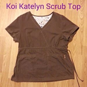 KOI Katelyn Mock Wrap Scrub Top