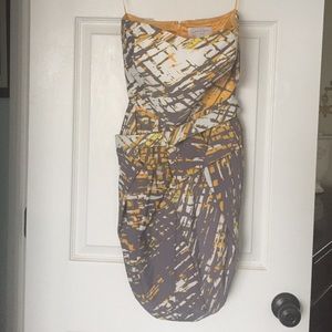 Jessica Simpson yellow white grey dress