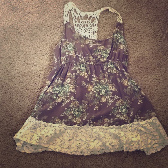 Day trip Lace Lined Tank Top