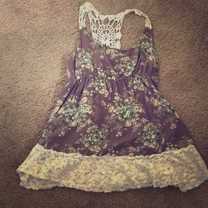 Day trip Lace Lined Tank Top