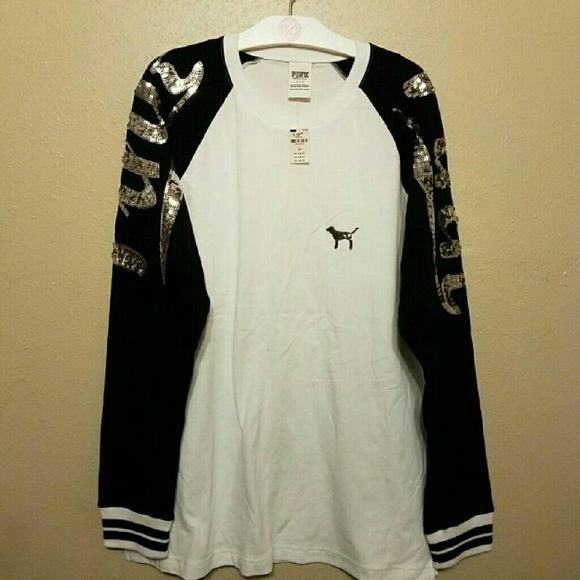 VS Pink (L) Raglan Long-sleeved BLING Tee NWT