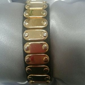 Brown Leather Bracelet with Gold Hardware