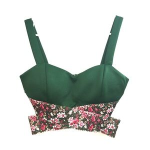 Green Floral Crop Top