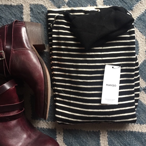 MANGO basic striped turtleneck sweater