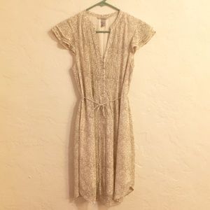 H&M cream dress with black dot pattern