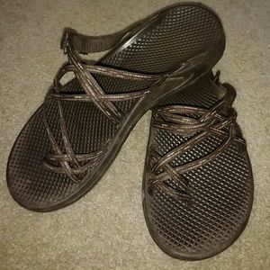 Dark brown Chaco flops