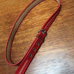 Authentic Prada Red Suede and Leather Belt