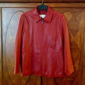 Liz Claiborne Red Leather Jacket XL