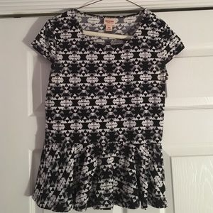Black and white peplum shirt