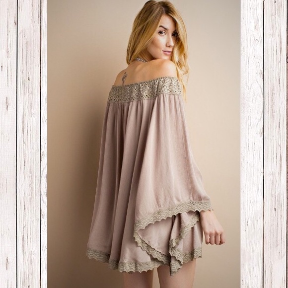 Off Shoulder Wide Sleeve Rayon Gauze Flair Tunic! - Picture 4 of 4