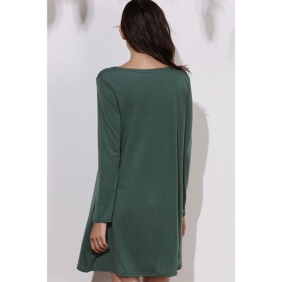 Round Collar Long Sleeve Dress - Picture 4 of 4