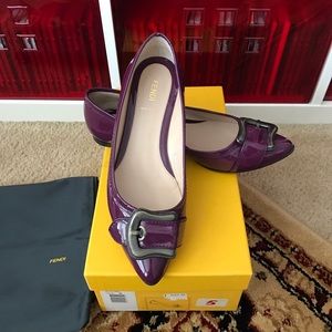 Almost New FENDI Purple Patent Leather Flat sz 38