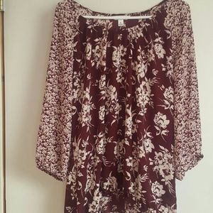 Floral, maroon, Croft & Barrow blouse  NWOT
