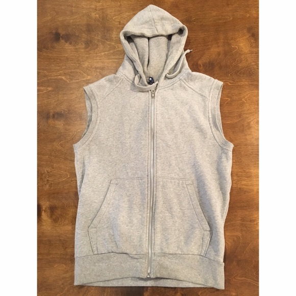 Gray Zip-Up Hoodie Vest