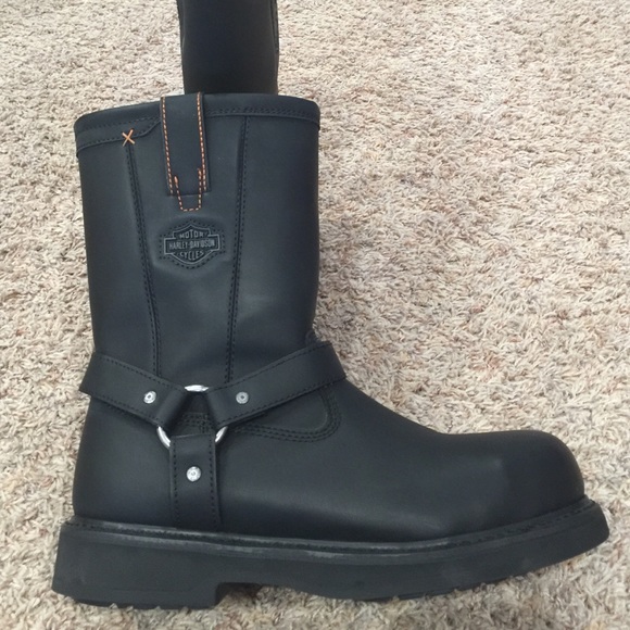 Harley Davidson steel toe black leather boots NWOT