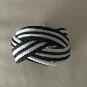 White and Black Braided Cuff Bracelet