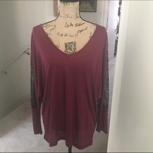 Blue Life Red & Black Lace Long Sleeve