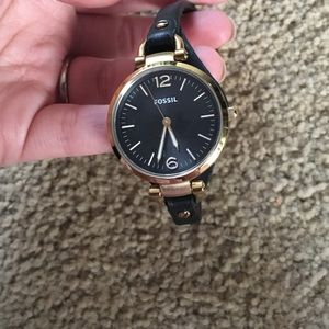 Black leather fossil watch