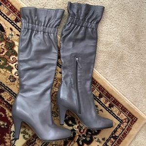 NEW MOSCHINO Grey Leather Boots ITALY size 38