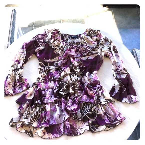 Metrostyle Ruffle Sheer Blouse