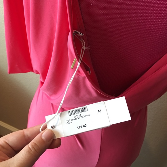 T-Bags Drape Dress in Coral - Picture 3 of 4