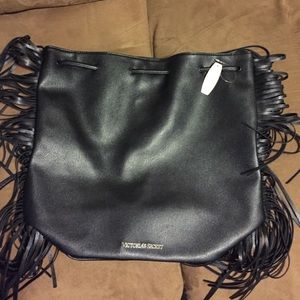 NWT Victoria's Secret black fringe backpack