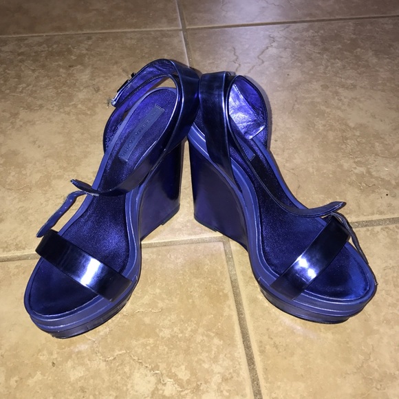BCBG Blue Metallic Wedges