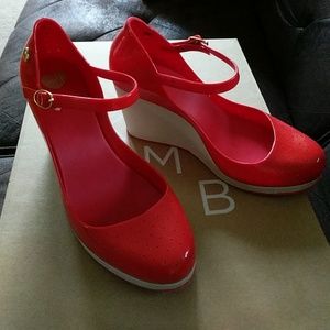 Mei for Urban Outfitters Red Wedges w/ankle strap