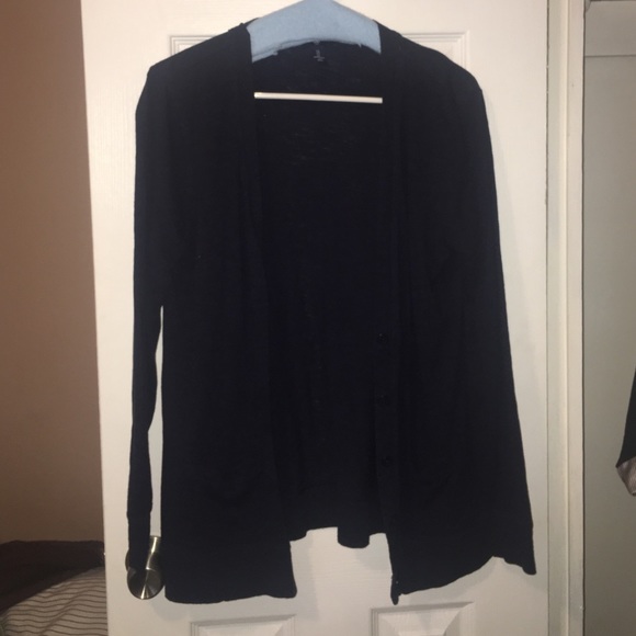 Navy Button-Down Cardigan with Pockets