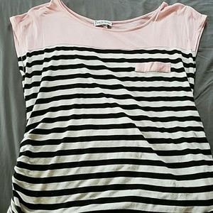 Stripped cap sleeve maternity top