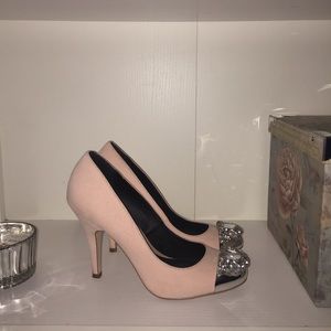 Blush jeweled heels