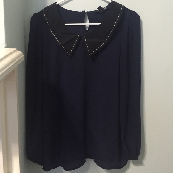 FINAL PRICE-Collared Long Sleeve Blouse