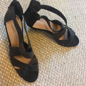 Like New Nine West Wedge Sandals, 3.5-4 inch heel.