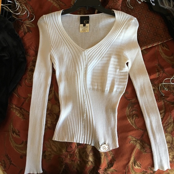 White Just Cavalli V-neck sweater.