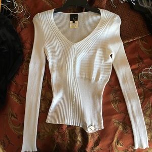 White Just Cavalli V-neck sweater.