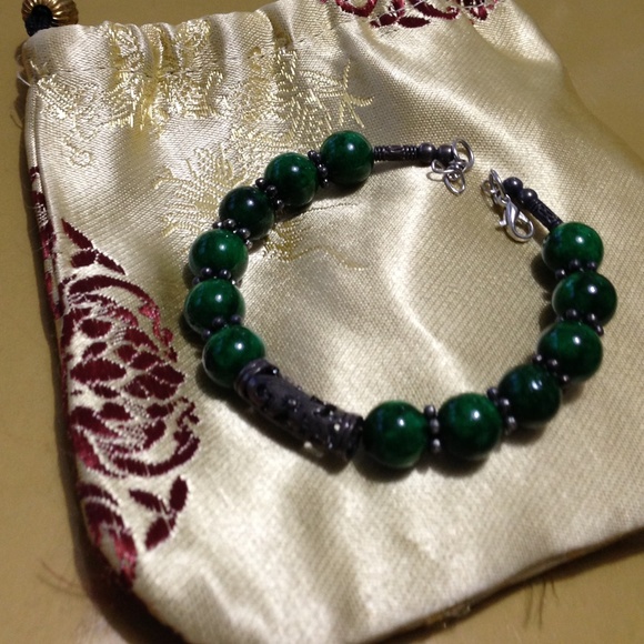 Elegant bracelet green with Tibet silver - Picture 3 of 3