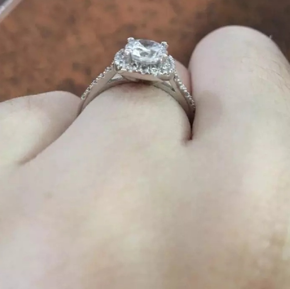 Sterling Silver Round Halo Ring - Picture 3 of 4