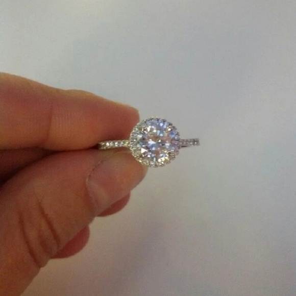 Sterling Silver Round Halo Ring - Picture 2 of 4
