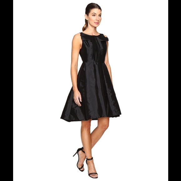 Eva Franco Brittany High-Low Black Fit and Flare Bow Cocktail Midi Dress - Picture 4 of 4