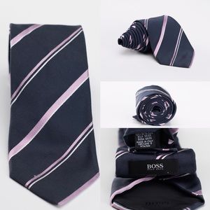 Hugo Boss tie - Navy with pink and white stripes!