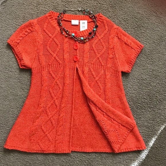 Orange Short Sleeve Cardigan