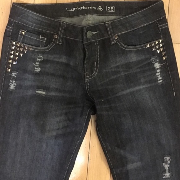 Lynkdenim Distressed & Studded Jeans NWOT