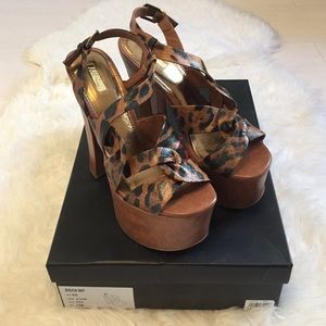 Wild pair leopard platform sandal heels