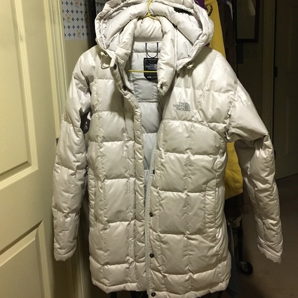 Pearl white North Face Parka