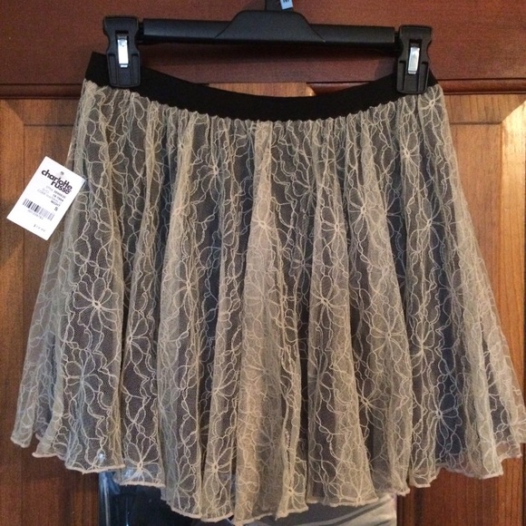 Charlotte Russe Gold Lace Sparkly Skirt - Picture 2 of 3
