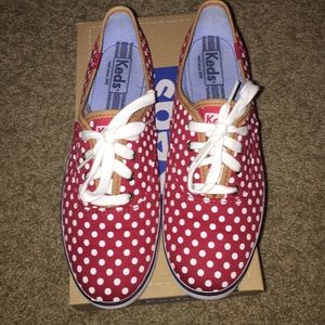 Great Condition red and white polka dot Keds.
